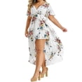 thumbnail image 1 of DYMADE Women's Summer Vocation Bohemian Floral Print Short Sleeve V-Neck Wrap Plus Dresses, 1 of 4