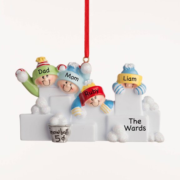 Personalized Christmas Ornament - Snowballs Family of 4
