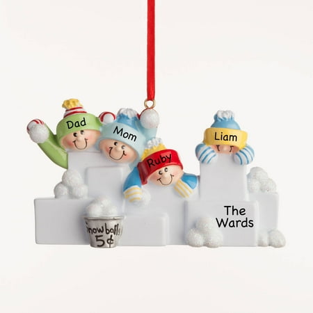 - Personalized Christmas Ornament - Snowballs Family of 4