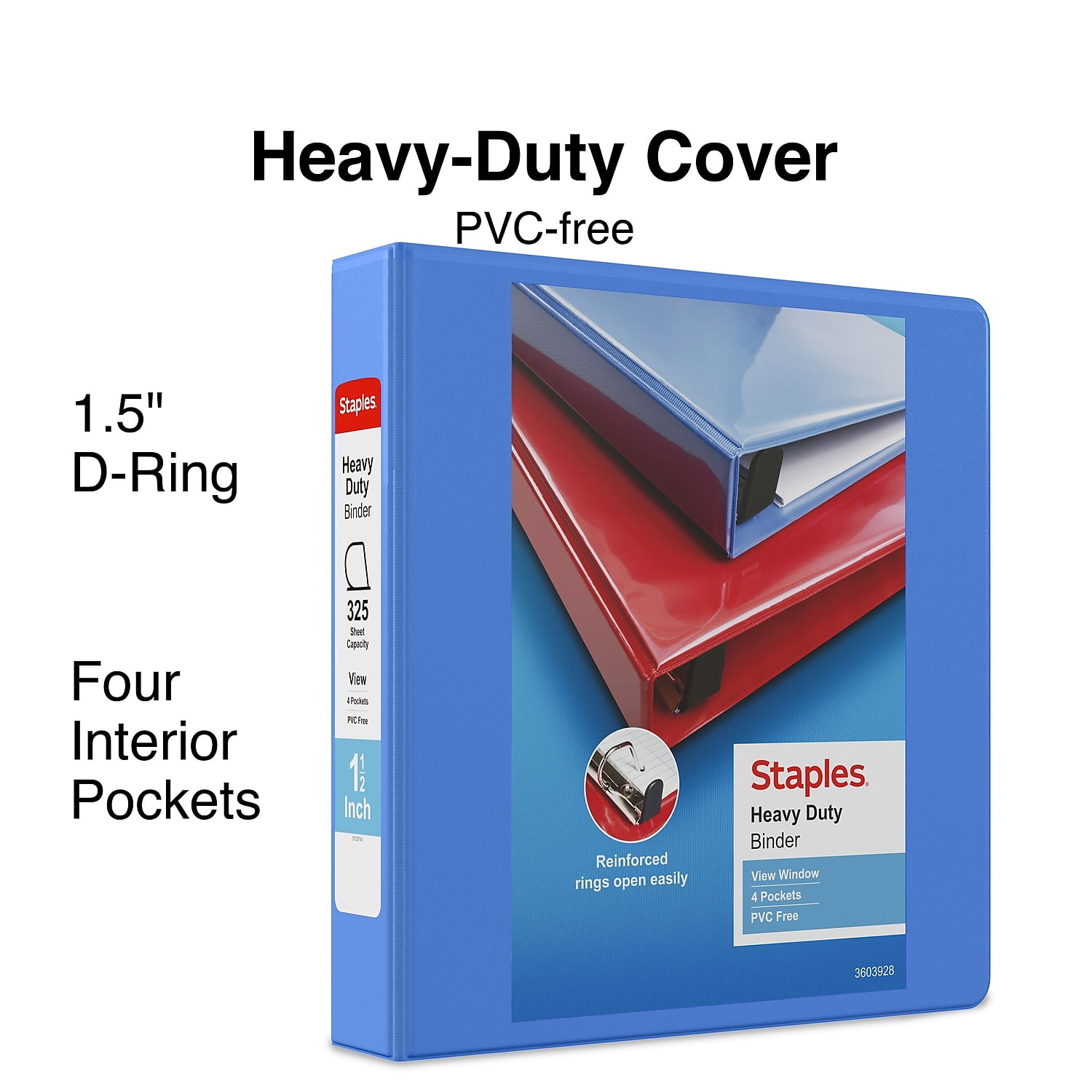 Staples Heavy Duty 1 1/2' 3-Ring View Binder Periwinkle (24678) 56290-CC/24678
