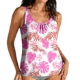 thumbnail image 2 of Xdegoge Womens Swim Tops Top Only Scoop Neck Tropical Floral Print Shirred Front Loose Flowy Modest Tummy Control Swimwear Top Beach Summer Pool Party, 2 of 8