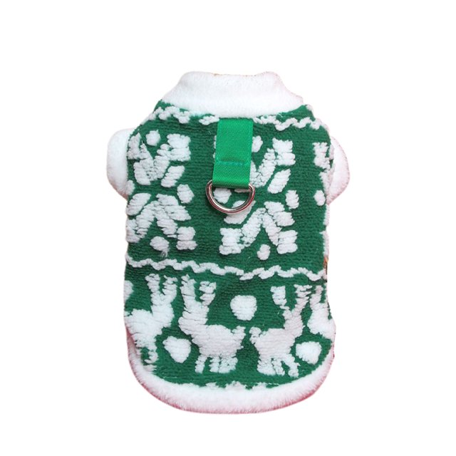 FOCUSNORM Pet Christmas Clothes Reindeer Snowflake Pattern Warm Thick Button Down Winter Furry Plush Dogs T-Shirts