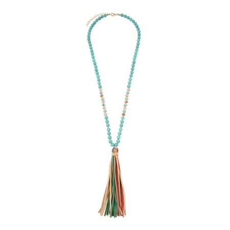 Cuff White Pendant - Riah Fashion Bohemian Beaded Fringe Tassel Pendant Necklace
