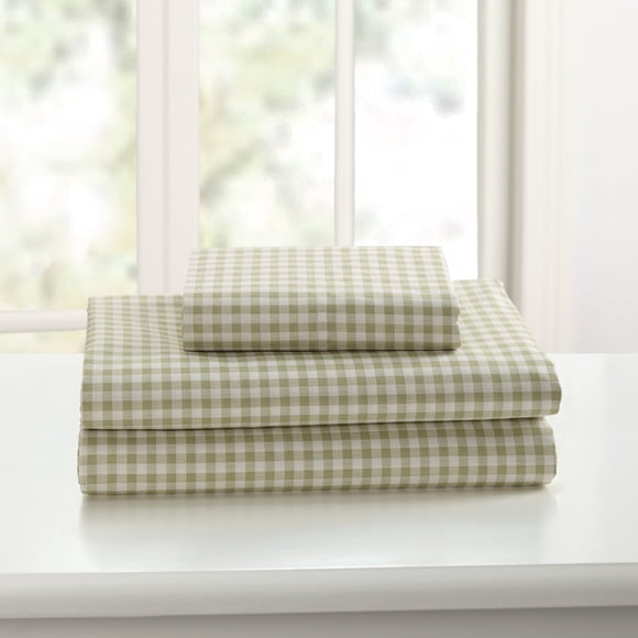 Juego de sábanas Laurel & Mayfair, 250 hilos, 100% algodón, estampado de cuadros vichy