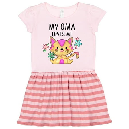 

Inktastic My Oma Loves Me with Cute Kitten and Flowers Gift Toddler Girl Dress