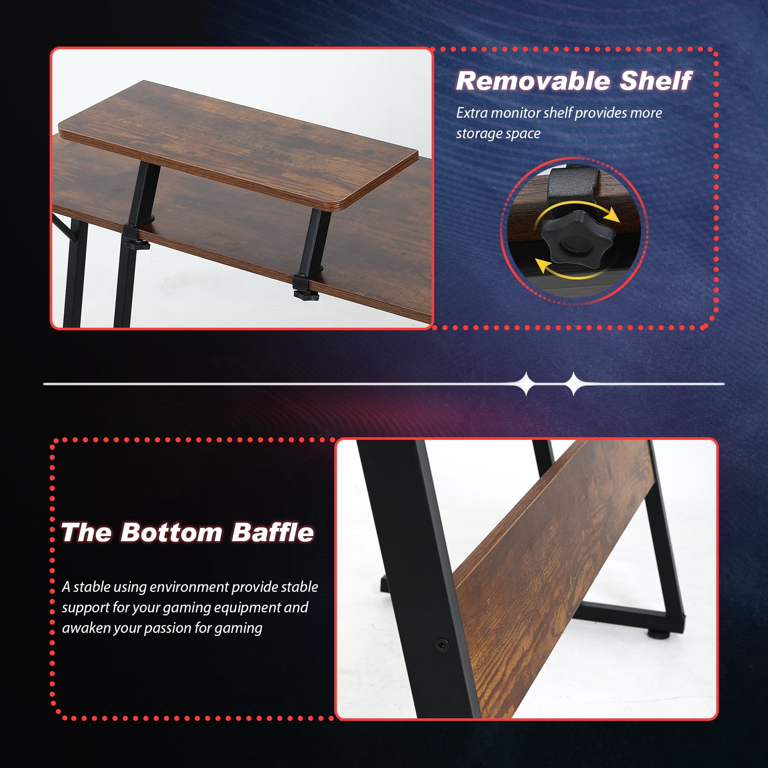 PayLessHere L Shaped Corner Gaming, Computer Desk with Large Desktop Studying and Working and Gaming for Home and Work Place,Brown