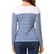 thumbnail image 3 of Blusa de mujer INSPIRE CHIC de rayas, bloque de color, de manga larga, camiseta casual, L azul y blanco, 3 of 7