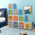 thumbnail image 3 of Costway 12-Cube Kids Wardrobe Baby Dresser Bedroom Armoire Clothes Hanging Closet with Door Blue, 3 of 11