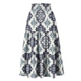 thumbnail image 7 of Women's Floral Print Maxi Skirt, High Waist Drawstring Tiered Flowy Skirt, Lightweight Boho Skirt for Beach, Music Festival and Summer,Gray,L, 7 of 7