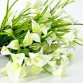 thumbnail image 2 of Calla Lily (5Heads) Artificial Flowers for Outdoors, Fake Plants UV Resistant Faux Plastic Flowers Indoor Outside Planter Home Porch Summer Cemetery Decor(White), 2 of 5