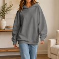 thumbnail image 6 of Edvintorg Oversized Hoodies for Women Solid Color Long Sleeve Casual Pullover Top Hooded Sweatshirt Clothes for Women Dark Gray S-2XL, 6 of 9
