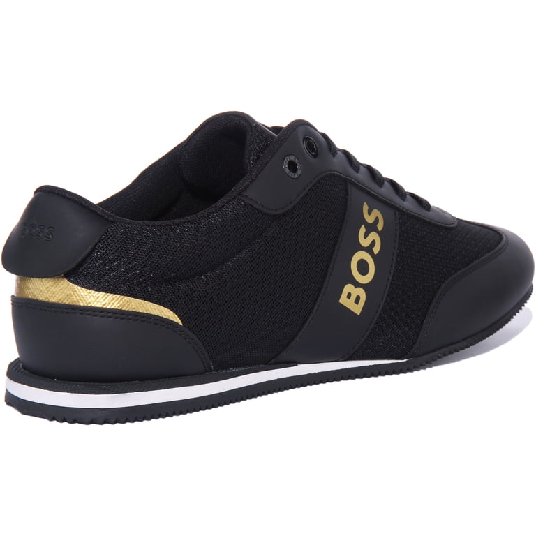 Boss Rusham Low Men's Low Top Lace Up Synthetic Trainers In Black