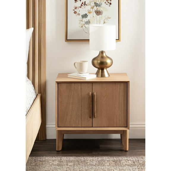 Kate and Laurel McCutcheon Modern Mango Wood Side Table with Storage Cabinet, 22 x 14 x 22, Natural, Transitional Wooden End Table for Use as Bedroom Nightstand or Entryway Decor Accent