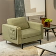 thumbnail image 2 of Costway Modern Linen Armchair with Side Pocket, Green, 38" x 32.5" x 32.5", 2 of 10