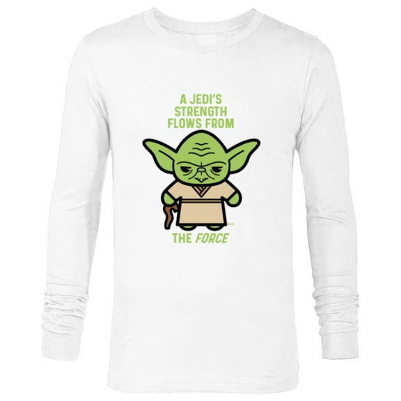 Star Wars Yoda Quote A Jedi’s Strength Flows from the Force - Long Sleeve T-Shirt for Men - Customized-White