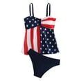 thumbnail image 4 of Bjutir Usa Bathing Suit Women American Flag Stars Stripes Print Two Piece Swimsuits Straps High Waisted Patriotic Tummy Control Swimwear Summer Beach Vacation Women Tankini Set Black L, 4 of 7
