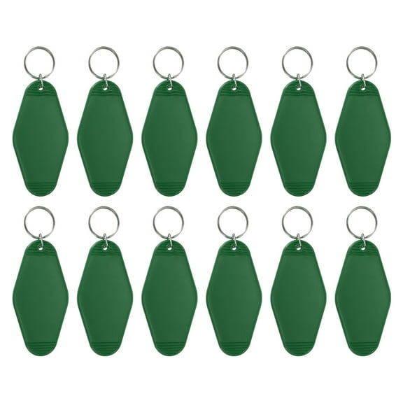 Uxcell Blank Hotel Keychain Tags, Motel Keychain, Vintage Key Tags for DIY Crafts Luggage 12 Pcs & Dark Green