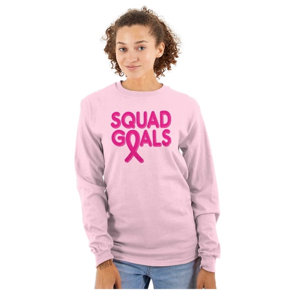Breast Cancer Awareness Squad Goals Women's Long Sleeve T Shirt Brisco Brands S