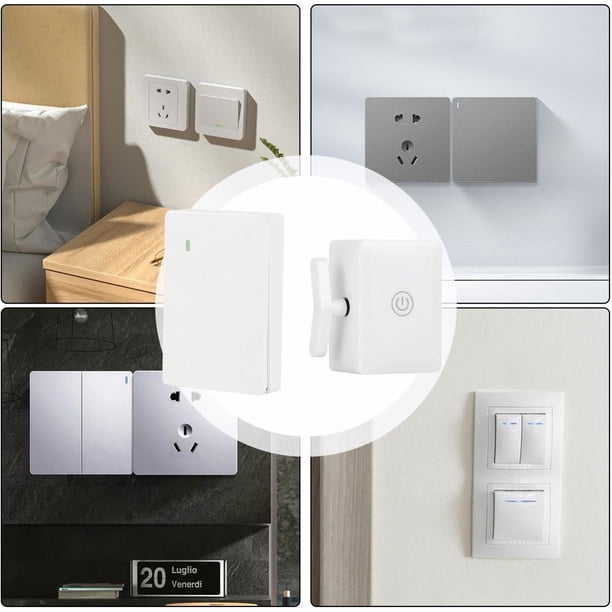Interruptor de luz de control remoto, pulsador de botón inalámbrico para iluminación del hogar, no requiere cableado, alcance de 20 m, batería recargable, fácil instalación, apto para niños y