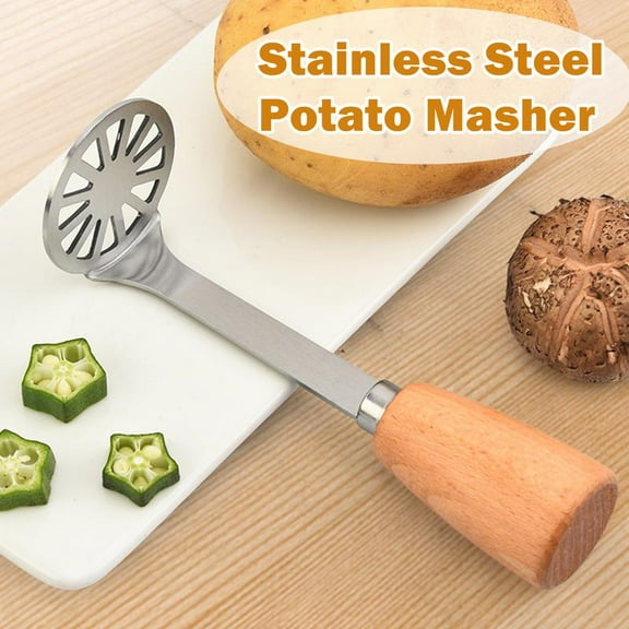 2 Counts Avocado Masher Stainless Steel Small, Wooden Handle Potatoes Masher Kitchen Tool for Avocado, Potatoes, Beans, Vegetables,Multi Functional Mashing Utensil