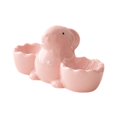 thumbnail image 1 of Huevera de cerámica con doble soporte para huevos de Pascua, bandeja para el desayuno. Rosa, 1 of 9