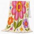 thumbnail image 2 of Groovy Pink Flower Autumn, Festive autumn celebration Scene, Warm Flannel Blanket for Living Room and Family Room with Detailed Artwork, Art Lovers autumn celebration Gift, Festive Home Decor, 2 of 9