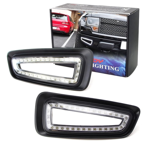 Lower Bumper White LED Daytime Running Lights For 10-14 Ford Raptor SVT, Direct Fit on Bumper Opening, Powered by (66) 15W SMD LED Lights