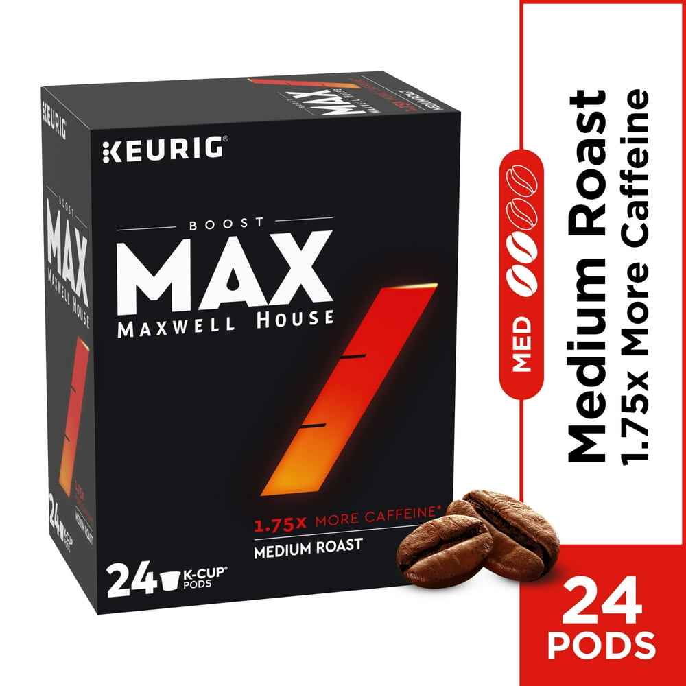 MAX Boost By Maxwell House Medium Roast 1.75X Caffeine K Cup Coffee