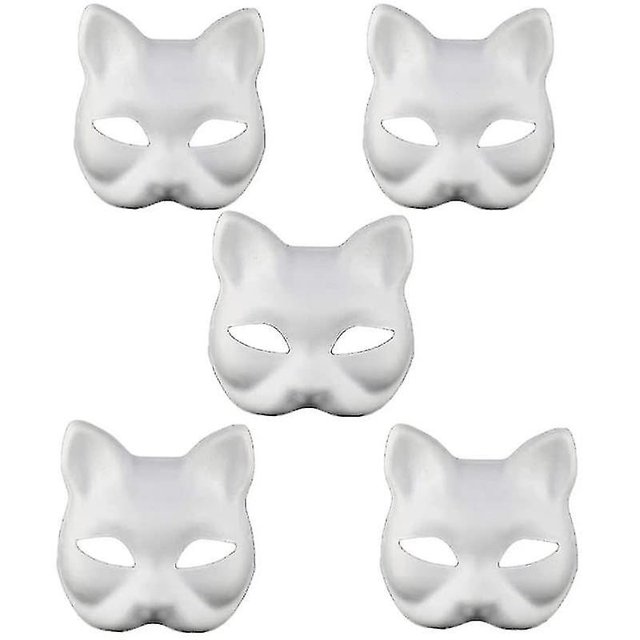 Diy White Paper Mask Fox Cat Face Pulp Máscara pintada a mano en blanco para Dance Party Festival Performance Halloween kaili Sencillez