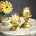 thumbnail image 2 of 2 PCS Golden Candle Holders, Hurricane Candle Holder with Glass Cup, Candle Stand Table Centerpiece for Weddings and Events, Luxury Embossed, 2 of 5