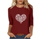 thumbnail image 2 of RKSTN Valentine's Day 3/4 Sleeve Tops for Women Oversized Crewneck Valentines Graphic Print Short Sleeve T Shirt Womens Casual Solid Round Neck Loose Comfy Three Quarter Sleeve Shirt Spring Clothes, 2 of 7