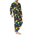 thumbnail image 2 of Naloa Colorful Sharks Men’s Pajamas Set - Long Sleeve Button Down Sleep Shirt and Pajama Bottoms Sleepwear Set-Medium, 2 of 7