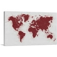 thumbnail image 1 of ARTCANVAS Maroon White World Map Globe Canvas Art Print - Size: 12" x 8" (0.75" Deep), 1 of 9