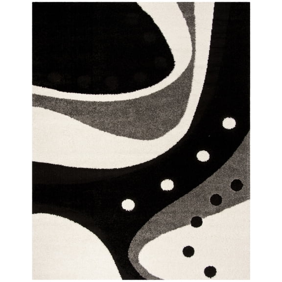 SAFAVIEH Florida Laidley Geometric Shag Area Rug, Black/Ivory, 2'3" x 4'