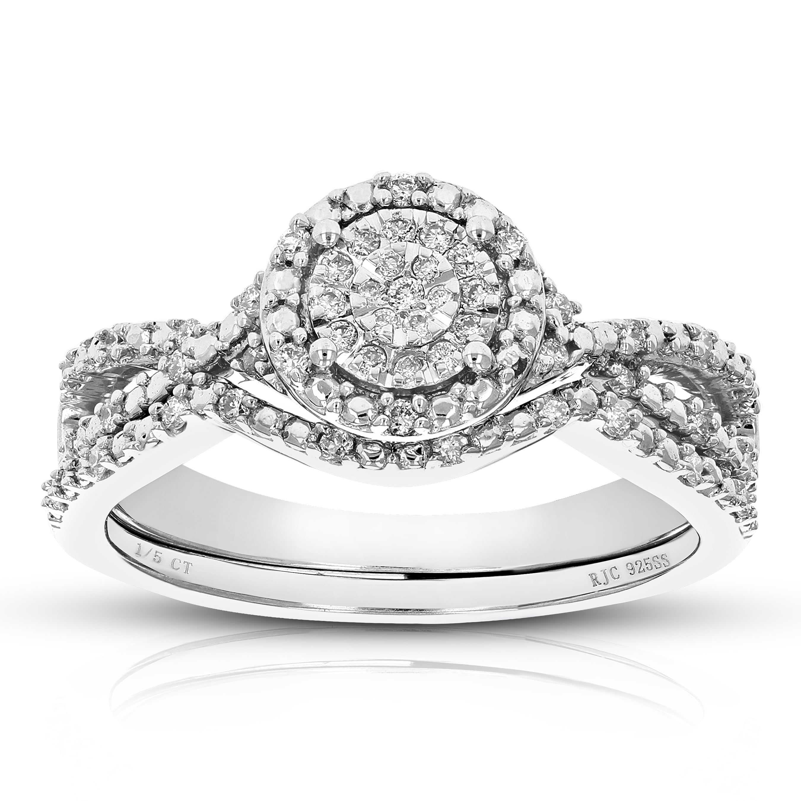 1/4 CTTW Wedding Engagement Ring Bridal Set, Round Lab Grown Diamond