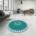 thumbnail image 4 of Ahgly Company Machine Washable Indoor Round Transitional Dark Cyan Green Area Rugs, 3' Round, 4 of 7