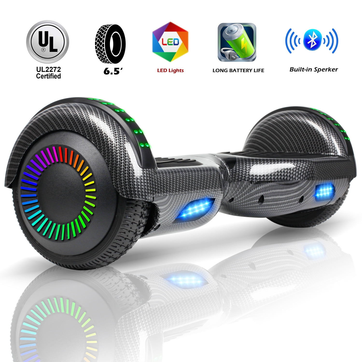 SISIGAD 6.5" TwoWheel Self Balancing Hoverboard with Bluetooth and LED