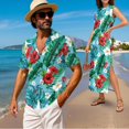 thumbnail image 2 of Jeiento Tropical Couple Matching Outfits Dress for Women Hawaiian Shirt for Men Floral Leaves Casual Shirt Long Maxi Dress Cap Sleeve Sun Dresses Beach Vacation Shirts, 2 of 7