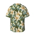 thumbnail image 6 of Lsque Lilies Flowers print Men's Cuban Collar Short Sleeve Shirt Summer Beachwear Casual Button Down Fashionable Vacation Leisure Shirt-Medium, 6 of 7