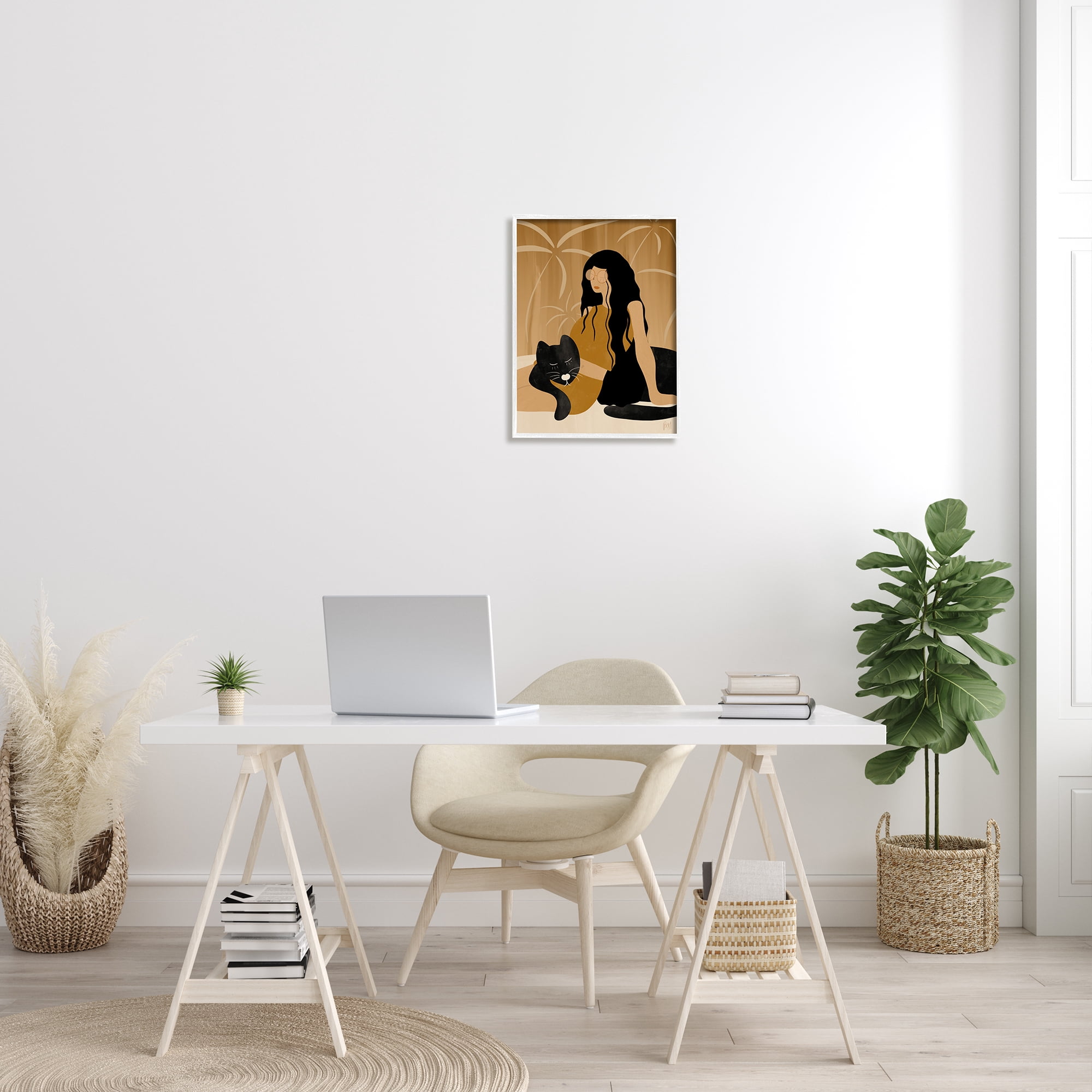 Stupell Indtries Woman In Jungle Resting with Black Panther,16 x 20,Design by Birch&Ink