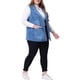 thumbnail image 2 of Chaquetas de talgrande pamujer Chaleco de mezclilinformal con solade cambray Azul medio 4X, 2 of 4