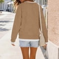 thumbnail image 5 of Women Contrast 2 in 1 Look Crewneck Sweatshirt Side Slit Casual Pullover Top, 5 of 5