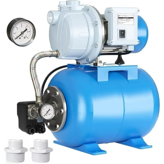 FOTING 1.5HP Shallow Well Pump with Pressure Tank, 115V 1340GPH Automatic Irrigation Water Booster Jet Pump
