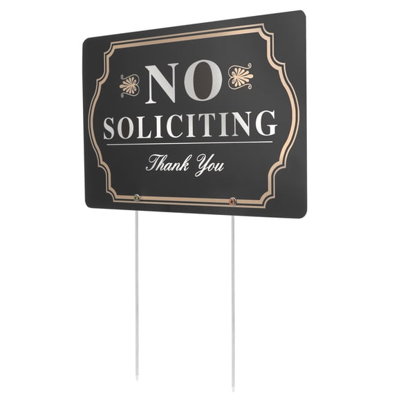 UPOUART No Soliciting Yard Sign Metal with Clear Text Easy to Install for Front Yard and Home Security
