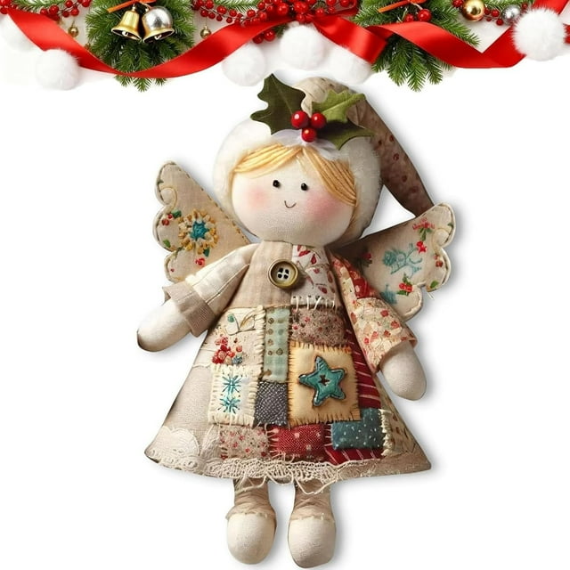 DIY Patchwork Angel Doll Kit, Handmade Christmas Fabric Ornament for Tree, Indoor Holiday Decor, Beginner-Friendly Craft Kit, Personalized Keepsake, Festive Gift, Home and Office Decoration
