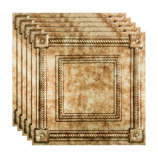 FASÄDE Coffer Decorative Vinyl 2ft x 2ft Lay in Ceiling Panel in Bermuda Bronze (5 Pack)