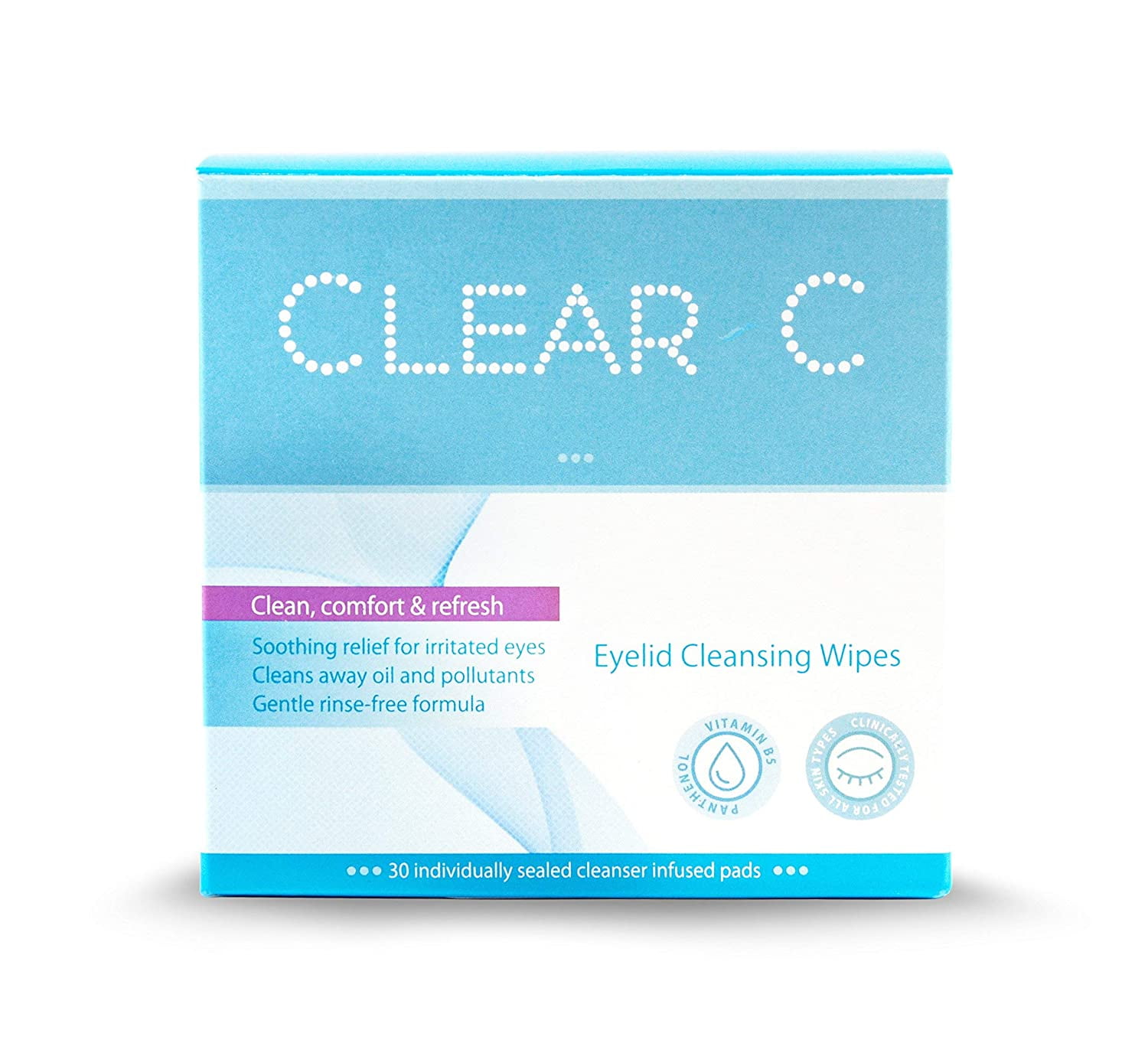 Clear C Premium Non Irritating Eyelid Cleansing Wipes for Clean