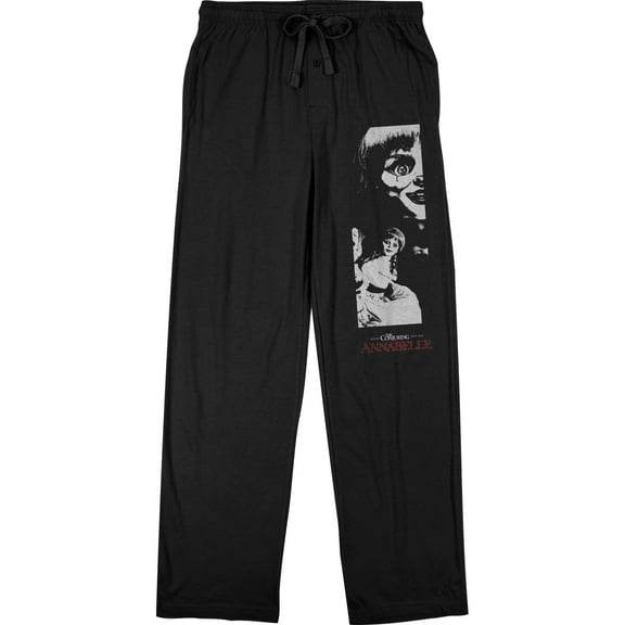 Annabelle Scary Doll with Long Braided Hair Men's Black Drawstring Sleep Pajama Pants -XXL