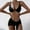 Black, variant on Sexy Swimsuit Women 3 Piece Swimwear Balconette Bikinis Crew Neck Thong Gray Bikini,M