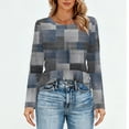 thumbnail image 5 of Nokdvo Woman Sweatshirt Trendy Plaid Crewneck Pullover Long Sleeve Casual Loose Fit Tops,Gray M, 5 of 5
